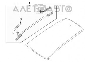 Balustrade longitudinale complete cu capace pentru Nissan Rogue 14-20 lipsesc 1 capac, suporturile pentru capace sunt rupte.