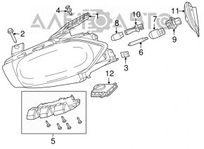 Farul din față dreapta goală Dodge Dart 13-16 halogen negru.