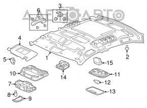 Acoperirea plafonului Honda Civic X FC 16-18 4d gri, fără geam panoramic, pentru curățare chimică.