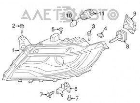 Фара передняя левая в сборе Lincoln MKX 16- ксенон, c креплением