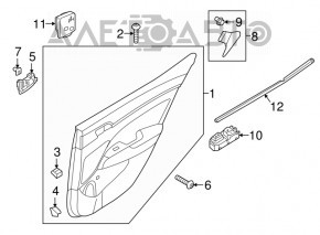 Capacul ușii, cartela din spate stânga Hyundai Elantra AD 17-20, material textil gri, zgârieturi.