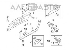 Decorație inferioară uși portbagaj Audi Q5 8R 09-17 neagră, zgârieturi