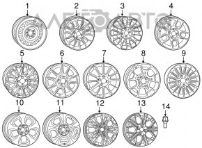 Roată de șurub d17 M12x1.25 Fiat 500L 14- tip 1