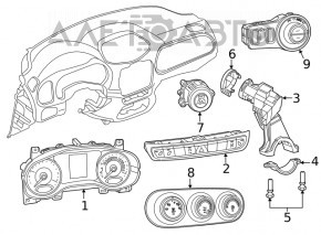 Panoul de instrumente al Jeep Renegade 15-18 are un ecran mic, 111k zgârieturi și ciobituri.