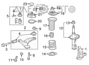 Suportul amortizorului asamblat, față stânga, Toyota Prius 30 10-15 ruginit.