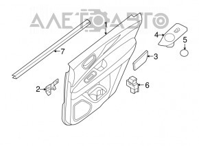 Capacul usii spate dreapta Nissan Pathfinder 13-20 negru cu insertie neagra, material textil, cotiera textila, zgarieturi