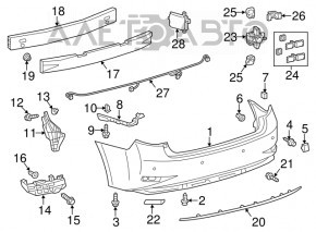 Бампер задний голый Lexus ES300h 13-18 под парктроники TW