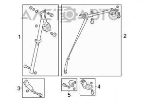 Centura de siguranță din spate dreapta pentru Acura MDX 14-20, gri închis cu fixare gri.