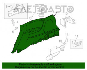 Capacul arcului drept Acura MDX 14-16 pre-restilizare, negru.