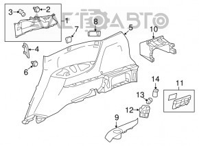 Capacul arcului drept Acura MDX 14-16 pre-restilizare, negru.