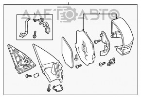 Oglindă laterală stângă Acura MDX 14-16, 14 pini, întunecare, semnalizare, argintiu