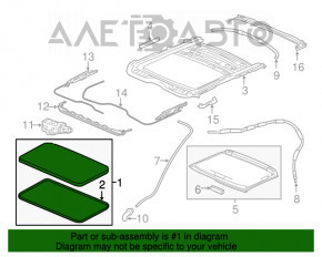 Люк в сборе Acura MDX 14-20 серая шторка