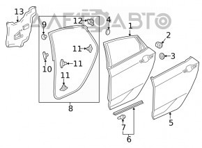 Ușă asamblată spate stânga Honda Civic X FC 16-21 4d albastru B-607M, maner