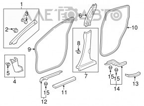 Capacul pragului interior din față stânga pentru Honda CRV 12-14 gri.