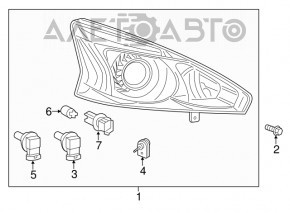 Far dreapta față Nissan Altima 13-15 pre-restilizare, halogen, pentru polizare.