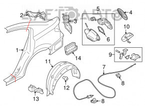 Aripa spate stânga Subaru Legacy 15-19, gri, cu stâlp central, lovitura, abatere