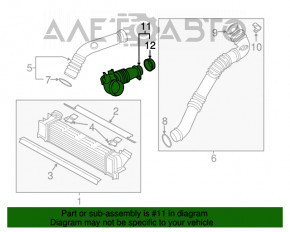 Conducta de aer de la intercooler pentru BMW X3 F25 11-17 2.0T este ruptă.