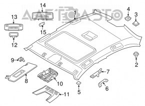 Acoperirea plafonului BMW 3 F30 4d 13-18 cu trapa, gri