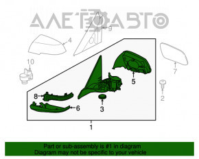 Oglindă laterală dreapta BMW 3 F30 4d 12 usa 5 pini, suport de montare, semnalizator, negru