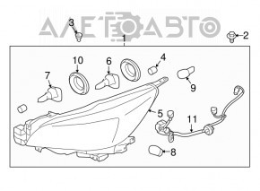 Фара передняя левая Subaru Outback 15-17 голая, дорест, галоген, темная OEM