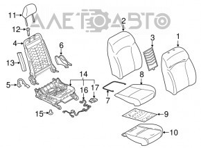 Scaun de pasager pentru Subaru Impreza 17- fără airbag, manual, material textil gri, necesită curățare chimică.