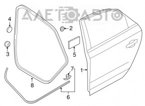 Ușa goală din spatele stâng al VW Passat b8 16-19 SUA, nou, neoriginal