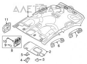 Plafonul de iluminare frontal pentru Fiat 500X 16- fără panoramic, gri