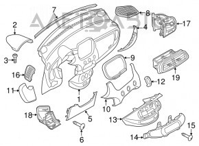 Torpedo panoul frontal fără AIRBAG Fiat 500X 16- negru mat, lovituri