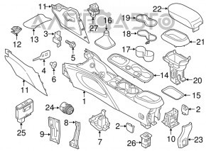 Consola centrală cu cotieră și suporturi pentru pahare pentru Fiat 500X 16- zgârieturi