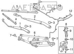 Trapezul de curățare a parbrizului cu motor pentru Fiat 500X 16-