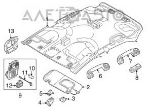 Acoperirea tavanului pentru Fiat 500X 16- pentru panoramă, gri, pentru curățare chimică.