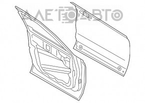 Ușa goală din față stânga a Ford Escape MK4 20- roșie D4, fără cheie, cu butoane, cu ornamente.