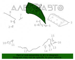 Capota goală Ford Escape MK4 20- din aluminiu, alb YZ, zdrobită.