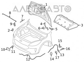 Capota goală Ford Escape MK4 20- din aluminiu, alb YZ, zdrobită.