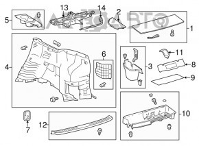 Cutie portbagaj stânga pentru Toyota Highlander 14-19 gri.