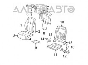 Scaunul de pasager Jeep Compass 11-16 fără airbag, material textil bej.