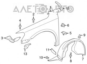 Крыло переднее правое VW Passat b7 12-15 USA серебро Lb7 12-15W, мелкая тычка