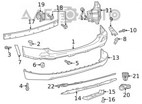 Colțul amplificatorului de bara spate stânga Toyota Rav4 13-18