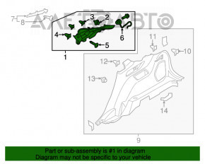 Capac spate dreapta pentru Ford Edge 15-18, gri, pentru difuzor