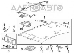 Manerul plafonului din spate dreapta pentru Chevrolet Impala 14-20 gri.