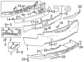 Bara spate goală Cadillac ATS 13- argintie cu senzori de parcare, crăpată, zgâriată, prindere ruptă