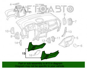 Capacul genunchiului șoferului Fiat 500L 14- negru, zgârieturi, garnitura ruptă