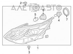 Фара передняя левая голая Chevrolet Volt 16- OEM