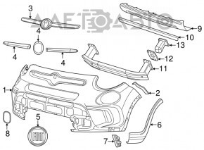 Capacul de protecție al bara față inferioară Fiat 500L 14-17 Trekking