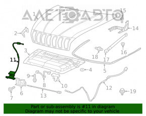 Ручка открытия замка капота подкапотная Jeep Cherokee KL 14-18 с тросиком OEM