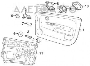 Capacul ușii, cartela frontală stânga Fiat 500 12-17 negru