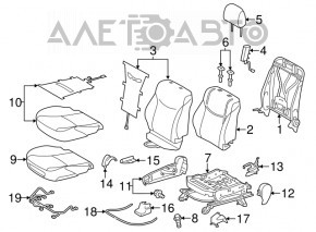 Scaun de pasager Toyota Prius V 12-17 fără airbag, manual, din velur, bej