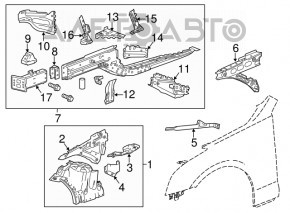 Bara de protecție a stâlpilor dreapta pentru Cadillac ATS 13-