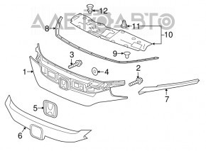 Молдинг решетки радиатора центр Honda Civic X FC 16-18 хром новый OEM оригинал