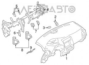 Panoul frontal cu AIRBAG pentru Nissan Leaf 11-17, negru.